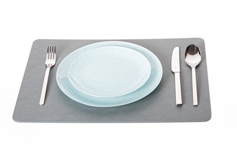Nikalaz Set of 4 Placemats and 4 Coasters Made of Recycled Leather (18''x13'', Dirty Grey) - Image 5